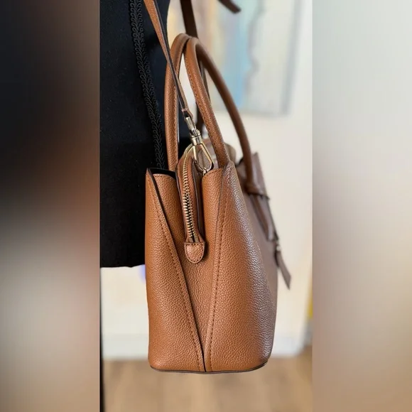 Kate Spade Medium Top Handle Satchel: Brown Leather w/ Removeable Shoulder Strap - Picture 4 of 13